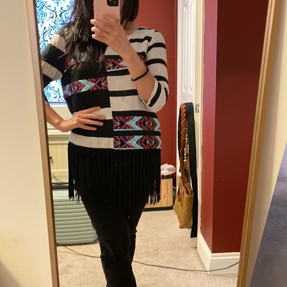 Anthropologie Floreat Fringed Latitudes Top View 2